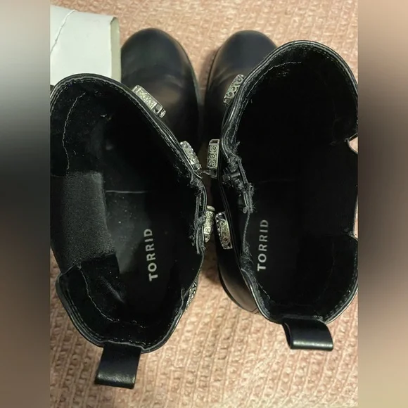 Torrid Black Ankle Boots with Crystal Belt - Picture 9 of 9